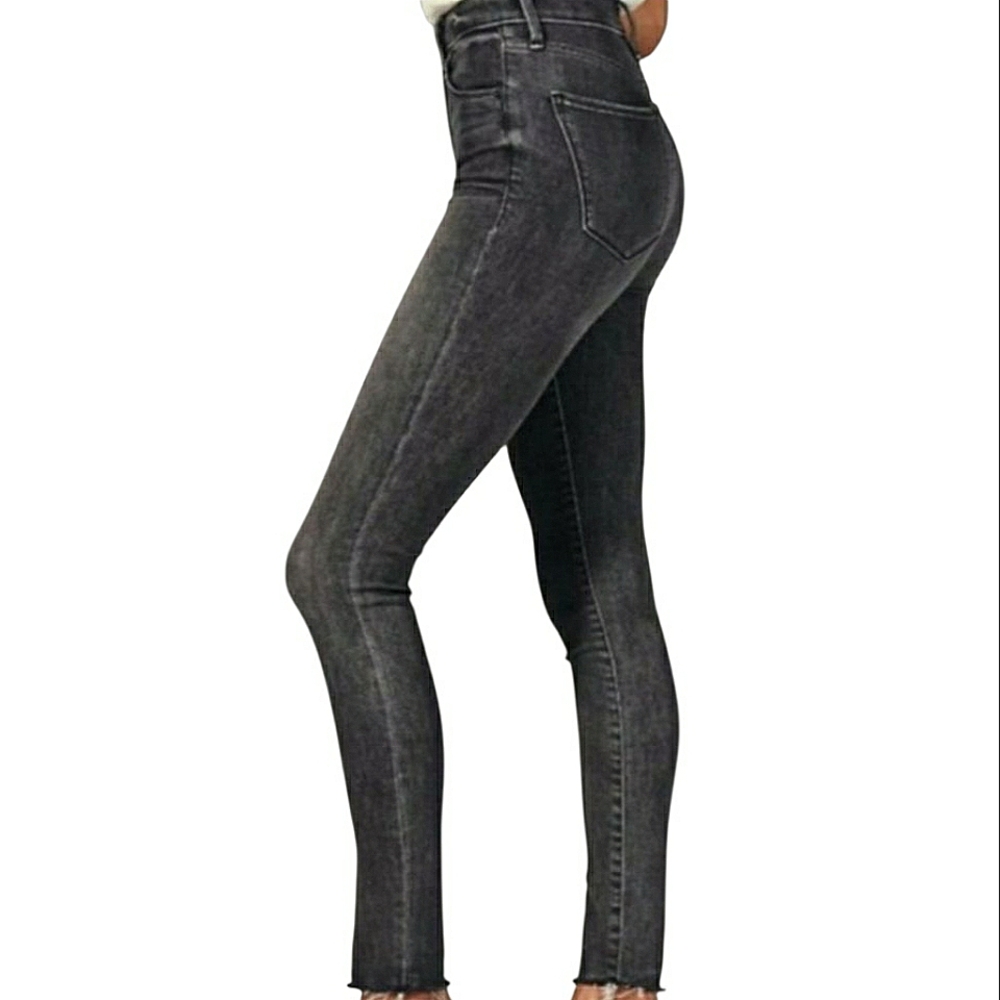 Abercrombie & Fitch Dark Gray Super Skinny Hugh Rise Jeans Raw Distressed Hem - Picture 11 of 14